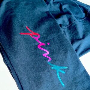 Vs Pink Victoria’s Secret black glitter gradient logo legging